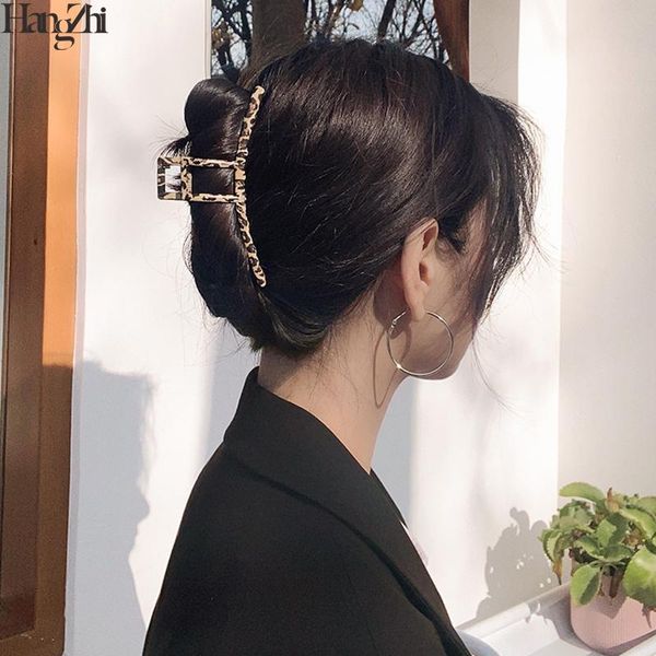 Pinzas para el cabello para mujer, pasadores HangZhi 2021, pinza pequeña de acetato con forma de triángulo hueco colorido coreano, accesorios para mujer