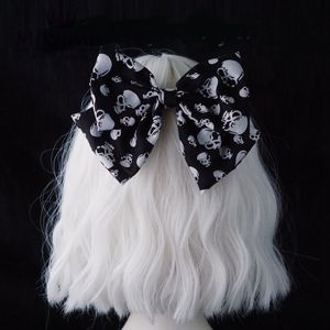 Haarclips Barrettes Harajuku Gothic Vintage Black Skull Printed Bow Band Accessories 230112