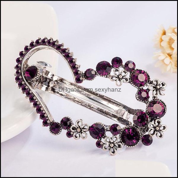 Pinces à cheveux Barrettes Creux Strass Pins Cristal Clip Bijoux Femmes Anciennes Aessories Épingle À Cheveux Beauté Outils Drop Delivery 2021 Dg7My