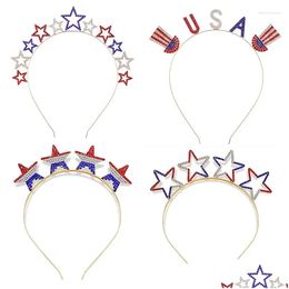 Clips de cheveux Barrettes Indépendance Jour en alliage Rigiane pentagramme Band 4ème de Jy National American Flag Color Crown Jewelry Wom Dhzue