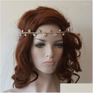 Clips de cheveux Barrettes Ins Fashion Sparkling Rhingestone Head Chain Boho Bride Bling Crystal front accessoires de bijoux exquis Drop otl1x