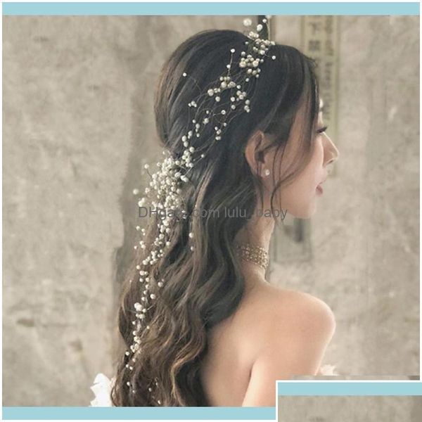 Clips de cabello Barrettes Joyas Brides Beautif Mtilayer Pearl Negro Hoop Piece de cabeza de cabeza hecha al cabeza