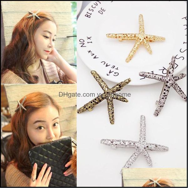 Pinces à cheveux Barrettes Bijoux Corée Est Design Exquis Metal Super Star Starfish Pins Hairwear Accessoires Mode Drop Delivery 2021 Ym1