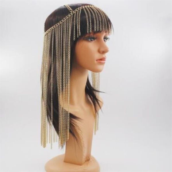 Clips para el cabello Barrettes Joyería Lujo Rhinestone Frente Borla larga Cadena de cabeza para mujeres Bling Crystal Band Mti-Layer Aessories 265R