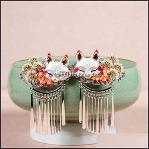 Pinces à cheveux Barrettes Bijoux Traditionnel Chinois Épingle À Cheveux 2 Pièces Rétro Peigne Accessoires De Mariée Long Gland Nous Dhtmf