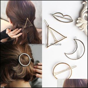 Haarclips Bronrettes Sieraden Vintage Goud/ Sier Circle Lip Moongang Pin Pin Clip Girls Accessoires Drop levering 2021 Invlq