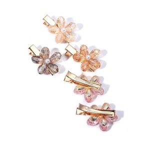 Haarclips Barrettes Korea Crystal Flower Pearl Clip voor meisjes vrouwen geometrische eendbill barret haarspeld accessoires sieraden cadeau othuh