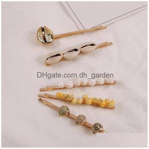 Barrettes à cheveux Barrettes Corée Mode Shell Conque Pinces À Cheveux Pour Femmes Filles À La Main Tressé Géométrie Épingles À Cheveux Perle Clip Ac Dhgarden Dhn91