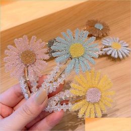 Haarclips Bronrettes Korea Small Daisy Hair Clip voor meisjes Vrouwen Water Drop Vorm Crystal Geometrische Bloem Duckbill Haarspeld DH7DW