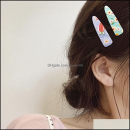 Clips para el cabello Barrettes Corea Verano Dibujos animados Flor Zanahorias Pato Niñas Mujeres Acrílico Gota de agua Modelo Flores Mujer Cola de caballo Cabeza Nosotros Dhnxq