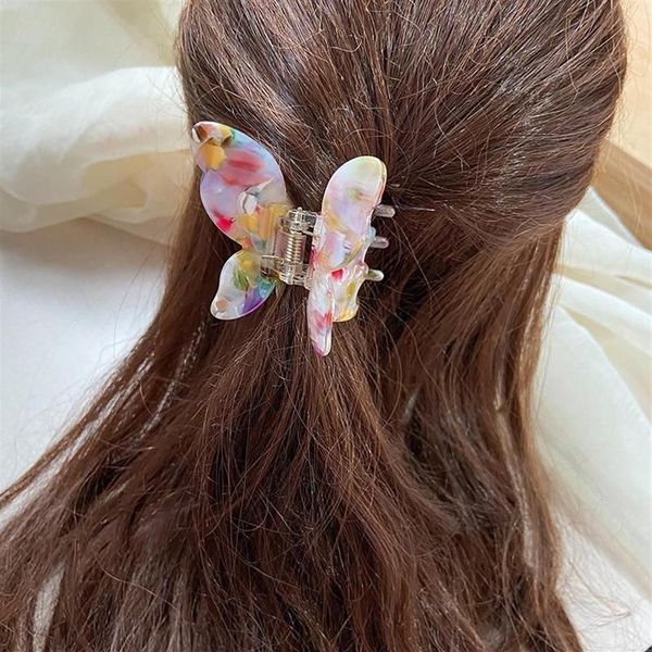 Barrettes à cheveux en acrylique pour femmes, accessoires papillon coréens, colorés, à la mode, en métal, cadeaux simples, Whole273K