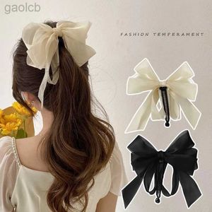 Clips de cheveux Barrettes coréen Ribbon Fashion Bow Hair Claw Cliw Elegant Banana Gripper Ponytail Clip For Women Girls Headwear Accessoires de cheveux 240426