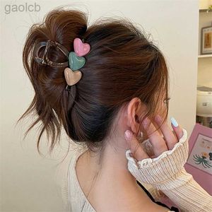 Haarclips Bronrettes Koreaanse Y2K Zomer Large Jelly Heart Hair Claw Clips Girls Trendy Acryl Haarspeld Barrettes Washing Face Hoofdtooi Accessoires 240426