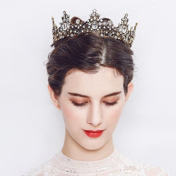 Pinzas para el cabello Barrettes Krasivaya Diseño Retro Redondo Grande Ciclo completo Boda barroca Corona Novia Tiara Cumpleaños