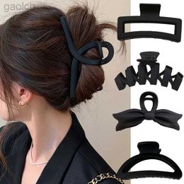 Clips de cheveux Barrettes grandes cheveux noirs Clip pour femmes Fashion Français French Elegant Hairgrips Lettre coréenne Clain Claw Claw