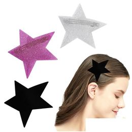 Pinzas para el cabello Pasadores Longitud 10 cm Estrella grande de cinco puntas Mujeres Glitter Clip de resorte Horquillas de aleación de plástico para tocado Dhgarden DH6If