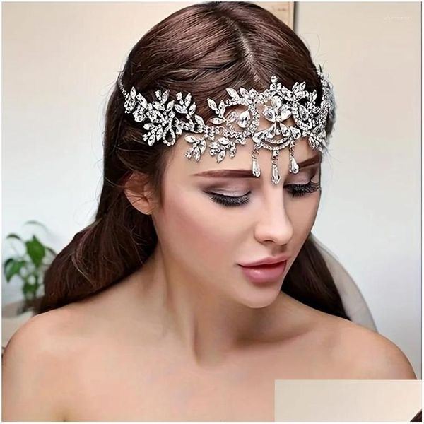 Clips de cheveux Barrettes Luxury Crystal Bandband Crown Tiara for Women Bride Diadem Rhinestone Prom Accessoires Bridal Jewelry Drop Deved Otb9e