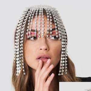 Haarclips Barrettes Luxury Rhinestone voorhoofd Koofetwikkel ketting voor vrouwen handgemaakte hoed Crystal Headbanden Wedding Haar Accesso DHHS6