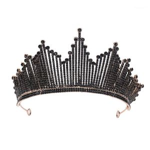 Pinces à cheveux Barrettes De Luxe À La Mode Mariée Accessoires De Mariage Strass Princesse Noir / Rouge Couleur Couronne Toast Femmes Anniversaire Diadème VL1