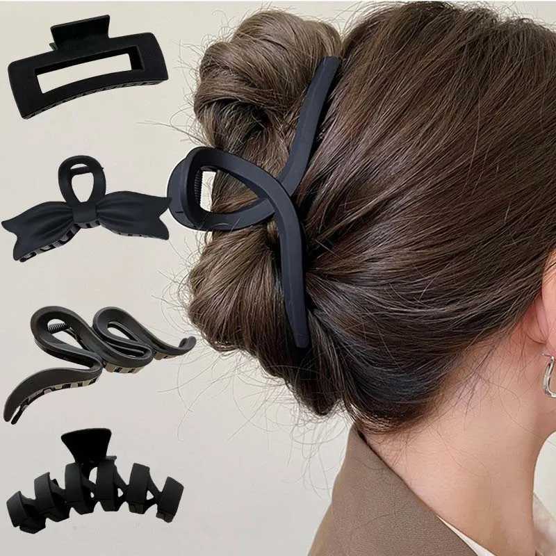 Hair Clips Barrettes Matte black hair clip for womens fashion elegant France large claw South Korea girls