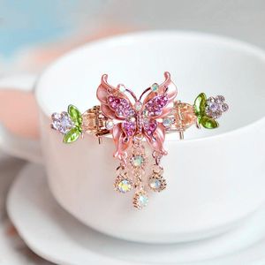 Haarclips Barrettes Morkopela Butterfly Email Clip Vintage Charm Rhinestone Haarspeld Women Banquet Claw Accessoires Party