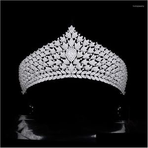 Pinces à cheveux Barrettes Myfeivo Main Microinlaid Zircon Mariage Couronne Forêt Série Feuilles Grands Diadèmes De Mariée Accessoire Hq0592 Dro Dhfkr