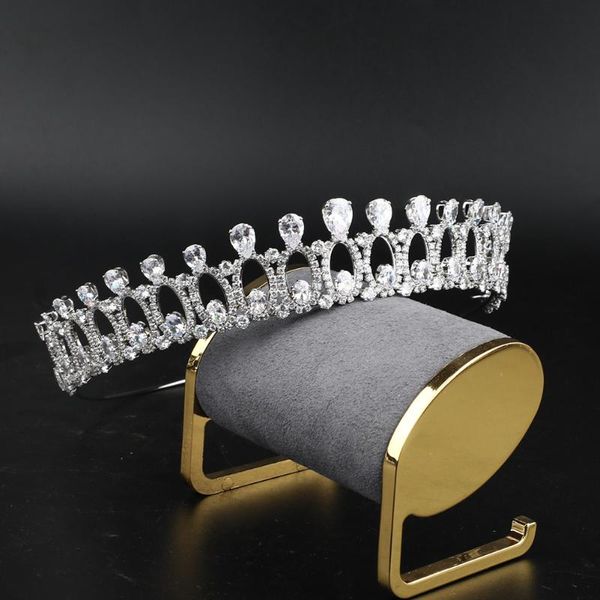 Pinzas para el cabello Barrettes MYFEIVO Gota de agua de lujo Zircon Corona nupcial Princesa Tiaras Tocado Estilo simple Accesorios de boda HQ0876