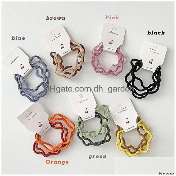 Pinces à cheveux Barrettes Nouveau 4 pcs Couleurs de bonbons Ondulés Fille Corde à cheveux Mignon Doux Petit étui en cuir Cravates pour femmes Mode Acce Dhgarden Dhy0C