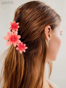 Haarclips HEBROTTES NIEUW GRADIENT LARGE Bloem Acryl Haarclip voor vrouwen Sweet Hairpins Haarklauwen Crabklem Barrettes Hawaiiaanse haaraccessoires 240426