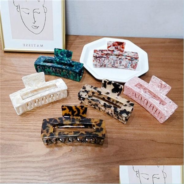 Pinces À Cheveux Barrettes Nouveau Grand Acrylique Femmes Pinces À Cheveux Pinces Écaille De Tortue Léopard Clips Rétro Maquillage Hairgrips Pour Accessoires C Dhstm