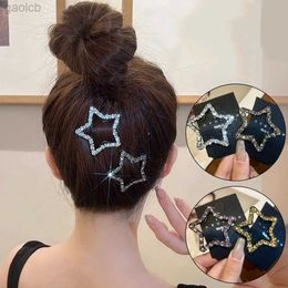 Haarclips Barrettes Nieuwe eenvoudige kleurstïne -strass Y2K Star Pentagram Wave Hair Clips vrouwen