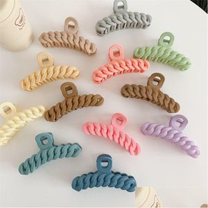 Haarclips Barrettes Nieuwe solide kleur gevlochten clip vrouwen zomer grote paardenstaarthouder klemmen klauwen krabben mode -accessoires dhgarden dhxia