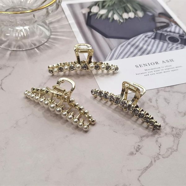 Pinces à cheveux Barrettes OKorean Designer Metal Pearl Claw Big Clamp Clip Hairgrip Women