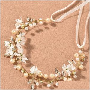 Clips de cheveux Barrettes Perle Fleur Épingle à cheveux Peigne latéral Feuille d'or en forme d'alliage Diadèmes Mariée Insert Bijoux Chapeaux Drop Livraison Hairje Otvj3