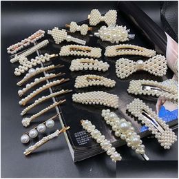 Pinces À Cheveux Barrettes Perles Pour Femmes Filles Résine Acrylique Coeur Arc Couronne Géométrique Clip Épingles À Cheveux Chapeaux Drop Delivery Bijoux H Dhorl