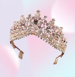 Pinzas para el cabello Pasadores Tiaras de cristal rosa y corona Accesorios de boda nupcial Tocados simples Diademas para mujeres Niñas Fiesta 6232448