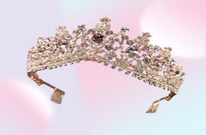 Clips de cheveux Barrettes Tiaras en cristal rose et couronne accessoires de mariage nuptiale coiffures simples Bandeaux pour femmes Filles de filles 1615407