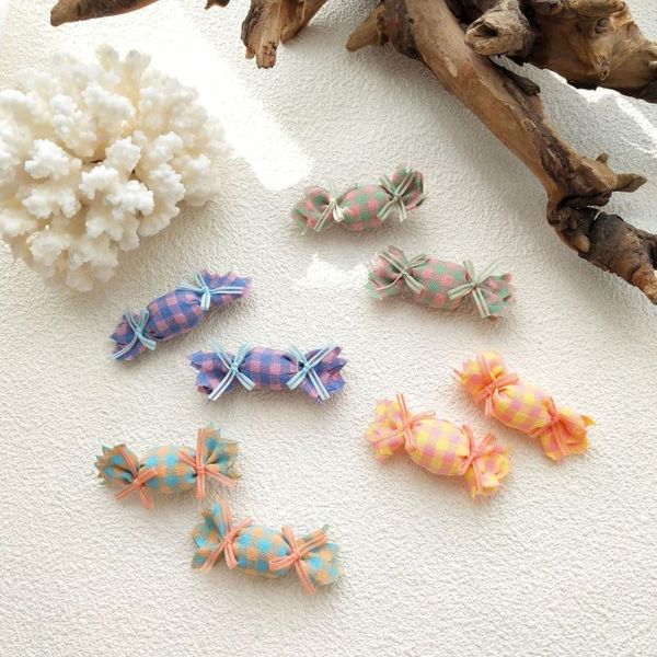 Pinces à cheveux Barrettes Plaid bonbons Colorfur stéréo fille dessin animé épingle à cheveux pour femmes enfants fleur doux épingles à cheveux accessoires