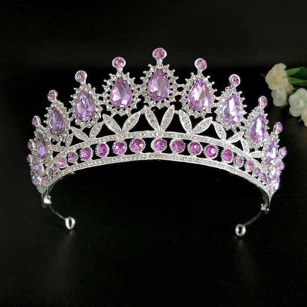 Pinces à cheveux Barrettes violet strass pierre couronne bandeau princesse mariée cerceau paillettes coiffure accessoires pour femmes LB