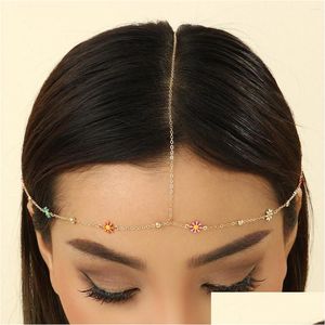 Barrettes à cheveux Barrettes Qiamni Bohème Colorf Chaînes De Fleurs Accessoires De Tête Décoration Coiffures Coiffe Bijoux Pour Femmes Bar Tiara Ottel