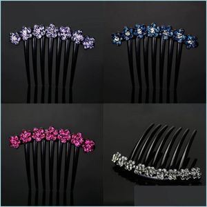 Pinces À Cheveux Barrettes Strass En Plastique Peignes À Cheveux Fleurs Brillant K Peigne Femmes Lady Mode Épingle À Cheveux Tête Accessoires Bijoux Cadeaux 3 Dhcew