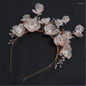 Barrettes Barrettes Romantique Fleur Rose Bandeaux Bandeaux Pour Mariée À La Main Princesse Perles Couronnes Diadèmes Accessoires De Fête Drop Otnjx