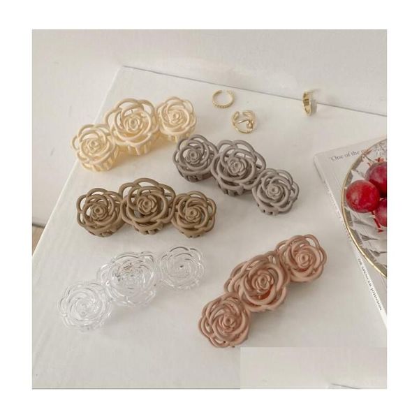 Clips de cheveux Barrettes Rose Shape Claw Jaw Nons glisser Hair Clamps Hairpin Herder Headdress Girl Out Single Color Drop Livilt Jewe Dhrxc