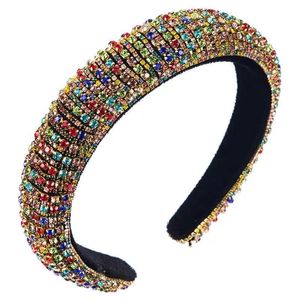Haarklemmen Barrettes Verkopen Bling Rhinestone Sponge Hoofdbanden voor Vrouwen 2021 Bejeweled Gewatteerde handgemaakte juweel hoofdband