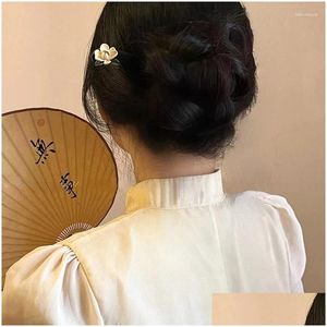 Clips de cheveux Barrettes brillant U Fleur de style chinois épingle à cheveux en bois pour femmes accessoires de mode livraison de bijoux de bijoux de coiffure dh39m