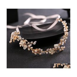 Pinces à cheveux Barrettes Sier Couleur Accessoires de mariage Bandeau de vigne de mariée Cristal Perle Coiffe Décoration Drop Livraison Bijoux Dhgv8