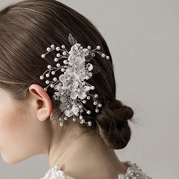 Pinzas para el cabello Barrettes Joyería de plata Hecho a mano Rhinestone Perla Cristal Diademas Peines Accesorios de boda para mujeres Tiaras Tocados de novia