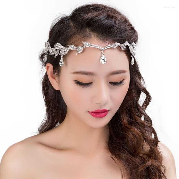 Clips de cheveux Barrettes Simple Style Silver Crystal Band White Natural Natural Br Brut Stone Accessoire avec Branch Tiara Couronne pour le mariage Hairpin de