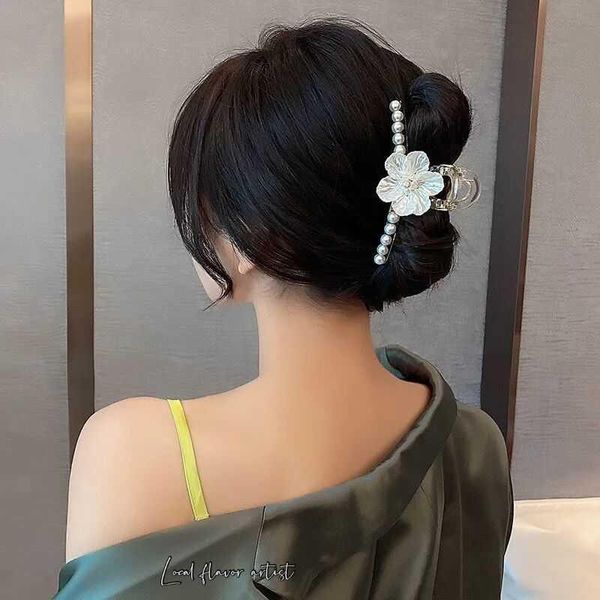 Pinces à cheveux Barrettes Super Fée Tempérament Japonais Et Coréen Épingle À Cheveux Fleur Perle Femelle Élégant Artefact Grande Taille Bain