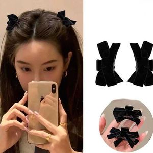 Clips de cheveux Barrettes Sweet Black Red Bow Small Claw Cliw Princess Velvet Clamp Headwear Girl